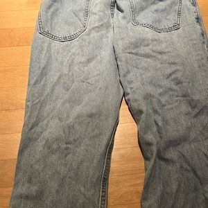 Straight leg light wash denim jeans